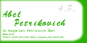 abel petrikovich business card