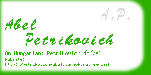 abel petrikovich business card